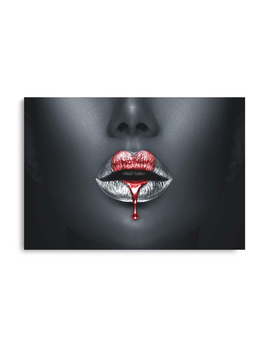 Cuadro decorativo Labios goteando de corazón rosa con barniz a registro Cuadro decorativo Labios goteando de corazón rosa con barniz a registro