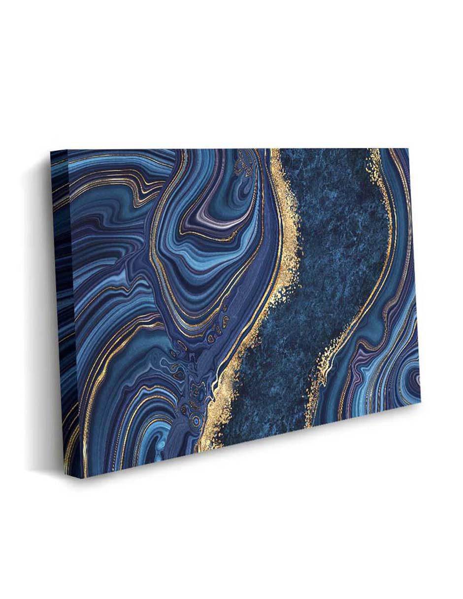 Cuadro decorativo Mármol remolino azul con barniz a registro 2