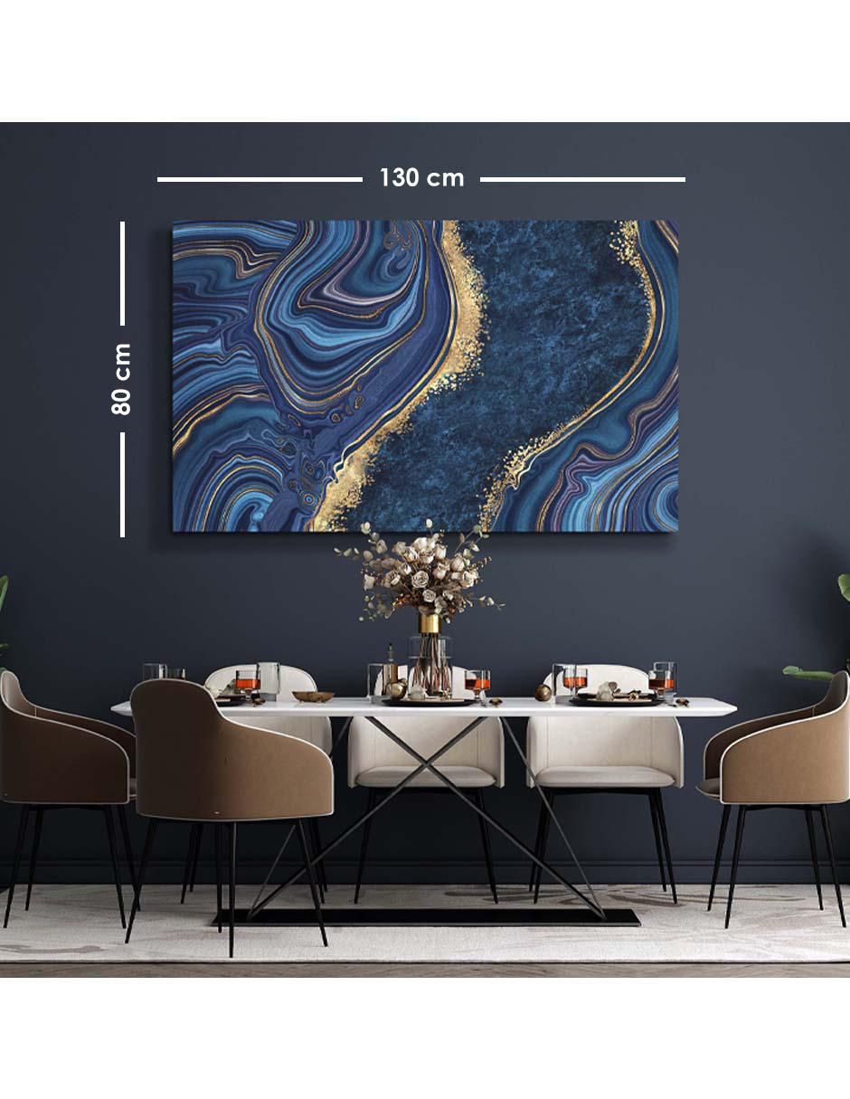 Cuadro decorativo Mármol remolino azul con barniz a registro 5