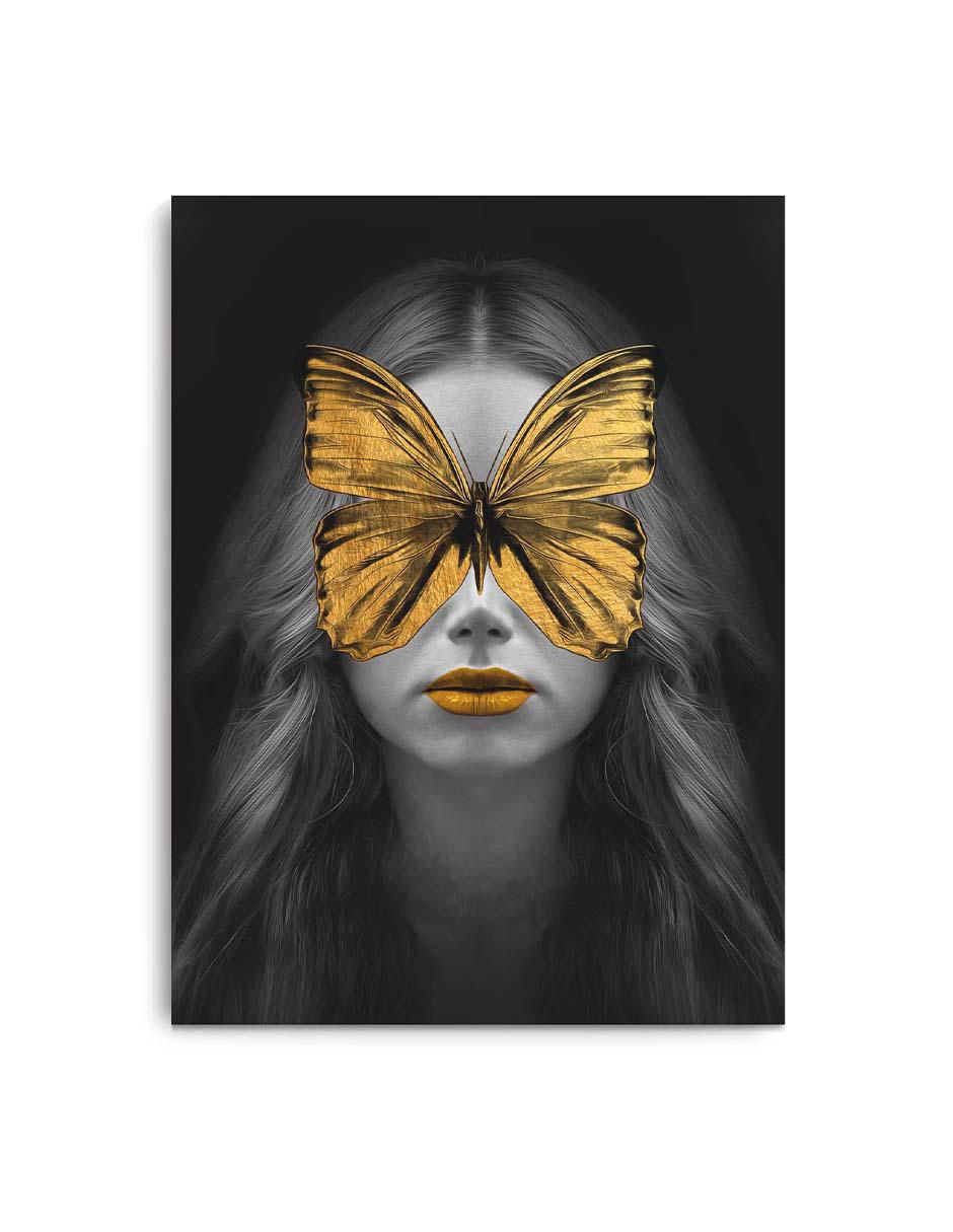 Cuadro decorativo Mujer mariposa dorada con barniz a registro Cuadro decorativo Mujer mariposa dorada con barniz a registro