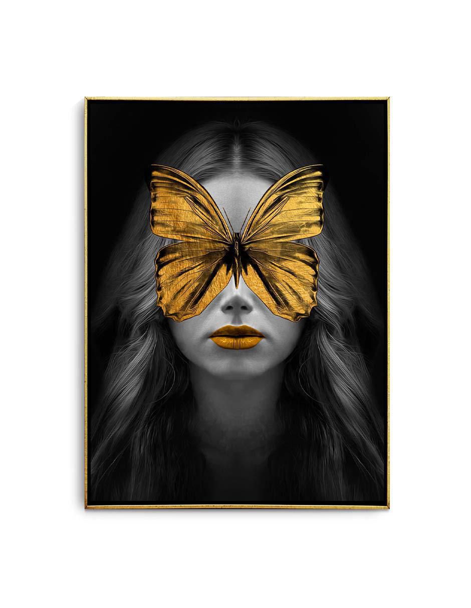 Cuadro decorativo Mujer mariposa dorada con barniz a registro Cuadro decorativo Mujer mariposa dorada con barniz a registro