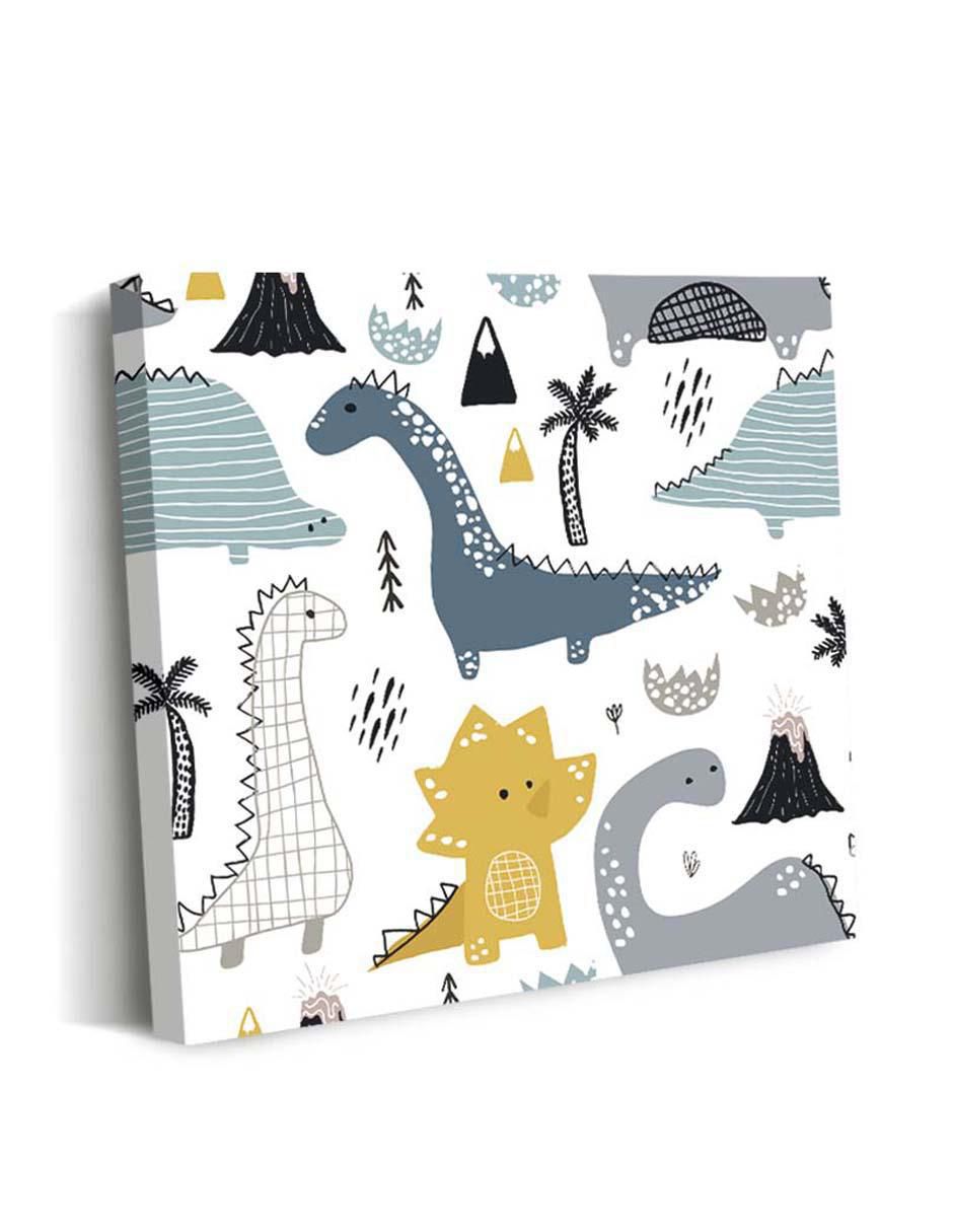 Cuadro decorativo Mix de dinosaurios tiernos con barniz a registro 2