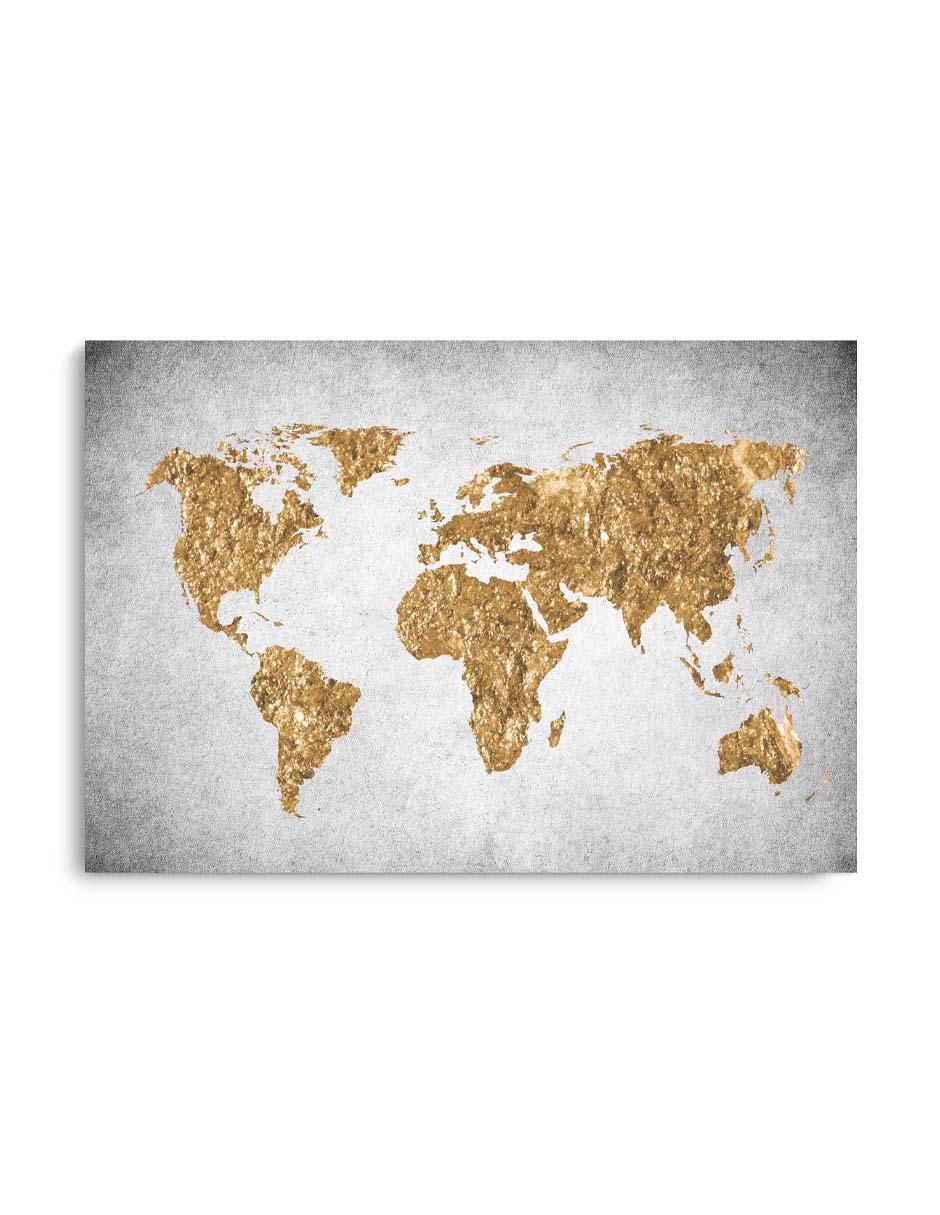 Cuadro decorativo Vibrante mapa mundi con barniz a registro