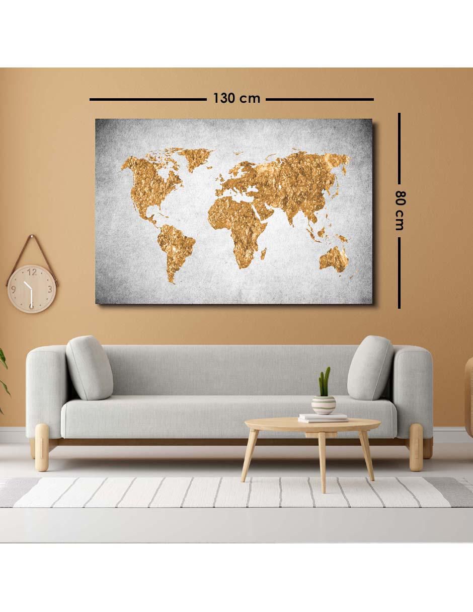 Cuadro decorativo Vibrante mapa mundi con barniz a registro 5