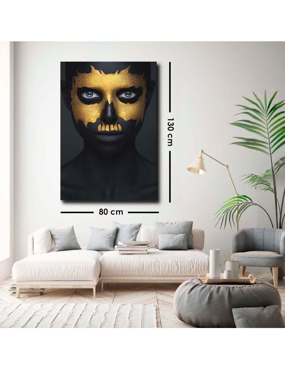 Cuadro decorativo Canvas Art Mujer labios goteando dorado con barniz a registro