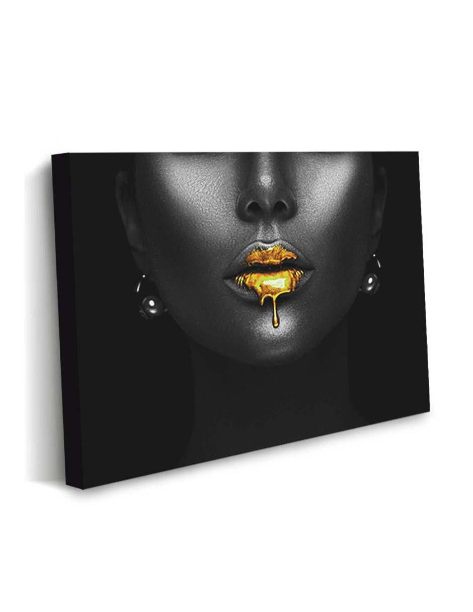 Cuadro decorativo Canvas Art Rostro con labios encendidos con barniz a registro