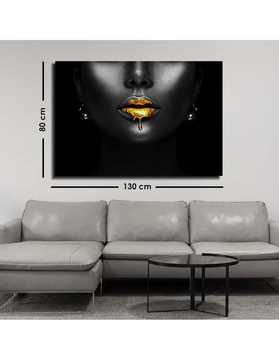 Cuadro decorativo Canvas Art Rostro con labios encendidos con barniz a registro
