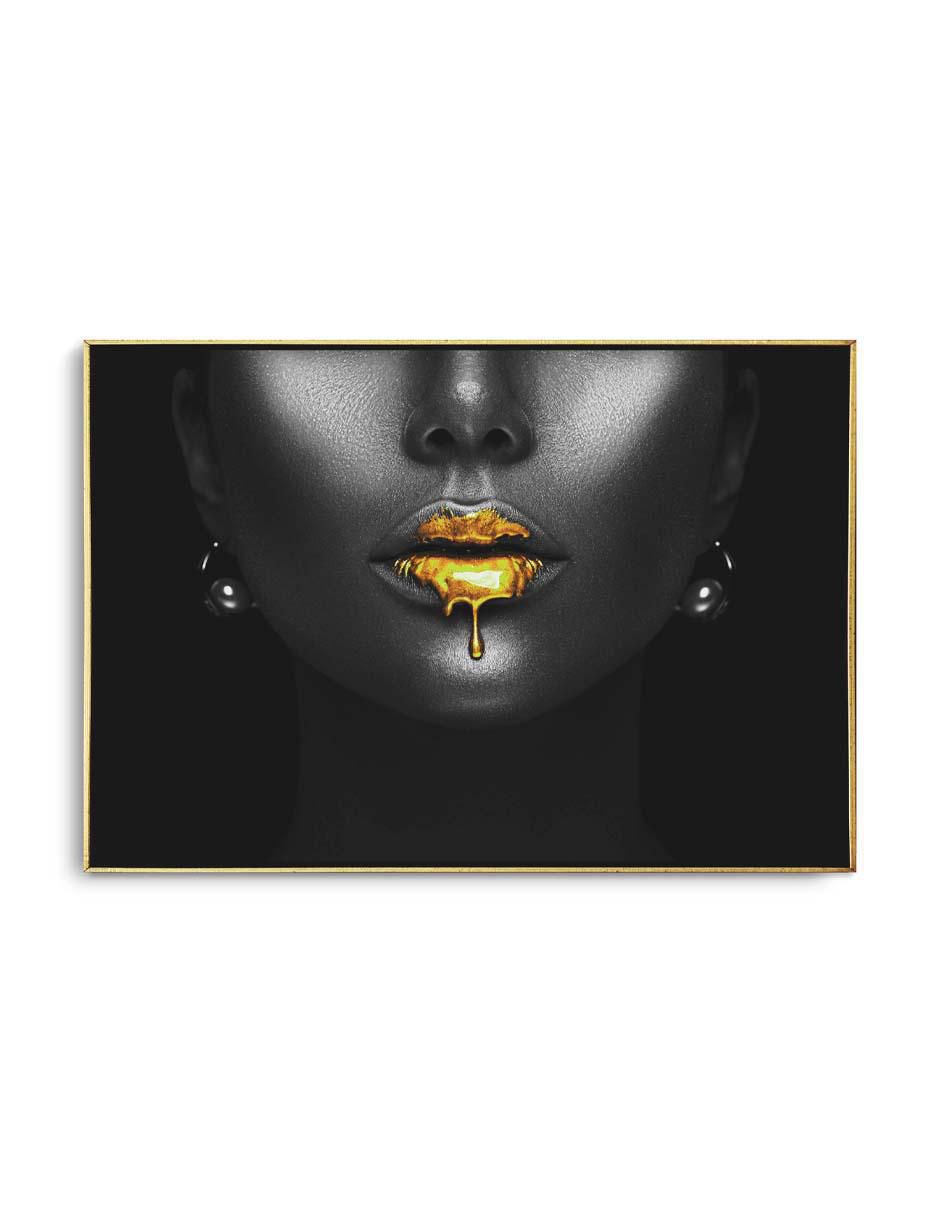 Cuadro decorativo Rostro con labios encendidos con barniz a registro