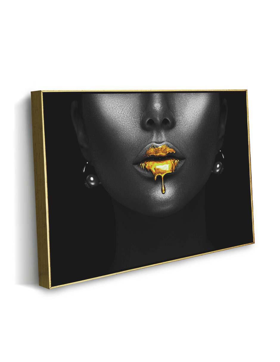 Cuadro decorativo Rostro con labios encendidos con barniz a registro 2