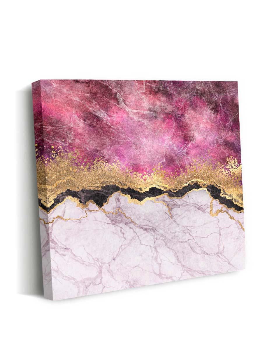 Cuadro decorativo Canvas Art Marmol rosa dividido con blanco con barniz a registro