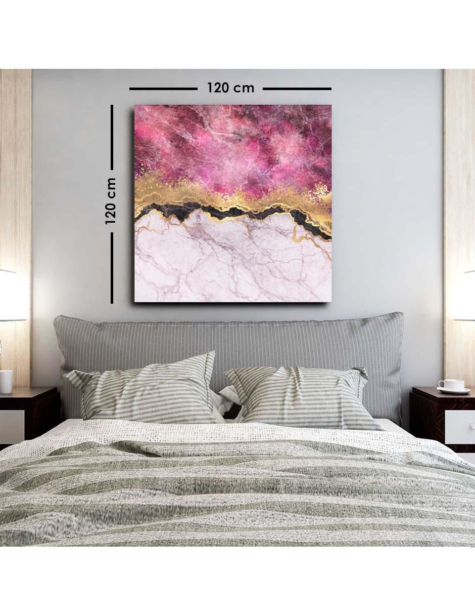 Cuadro decorativo Canvas Art Marmol rosa dividido con blanco con barniz a registro