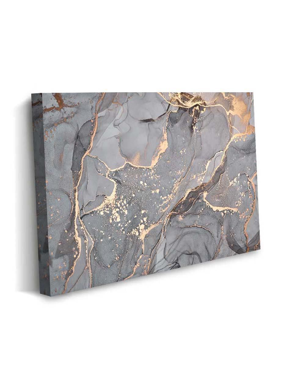 Cuadro decorativo Mármol translucido tela gris con barniz a registro 2