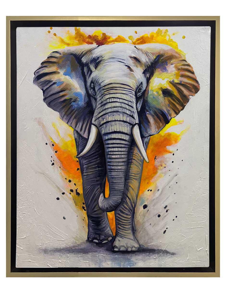 Pintura Run The World técnica acrílico Elefante