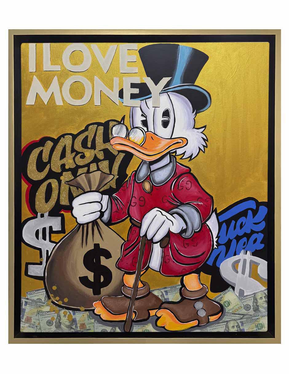 Pintura I Love Money técnica mixta Milleniart