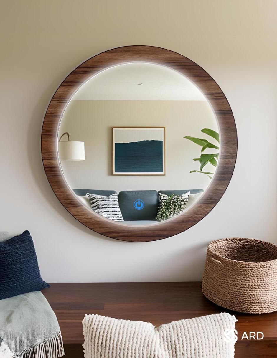 Espejo redondo Decorativo de pared con luz led Luminous Oak 3