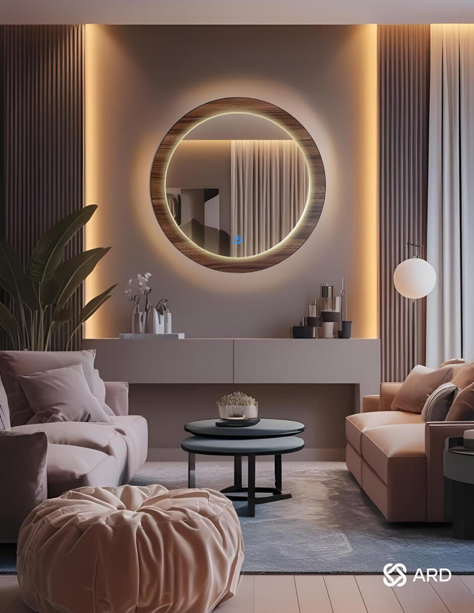 Espejo redondo Decorativo de pared con luz led Luminous Oak 5