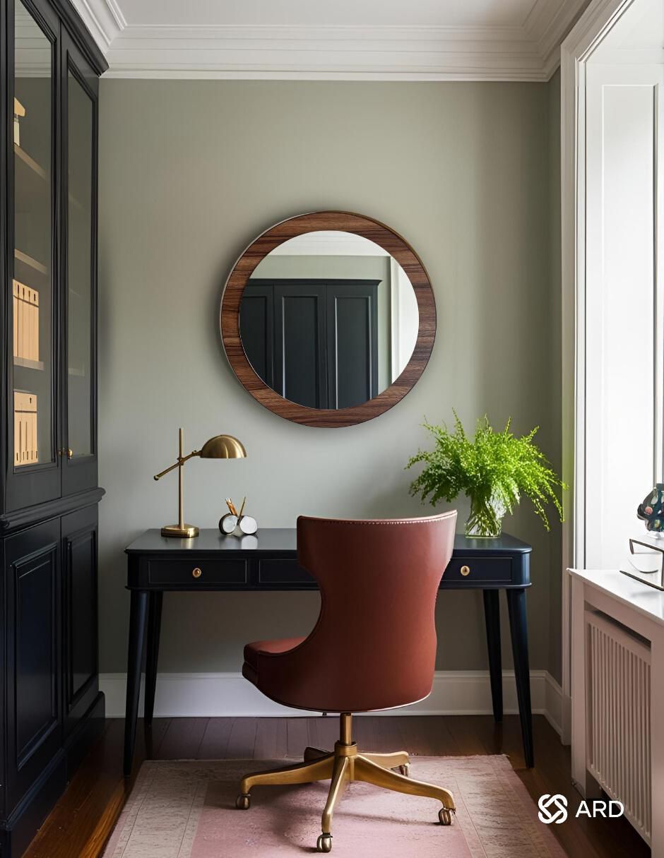 Espejo circular Decorativo de pared de madera Glanz Oak 10