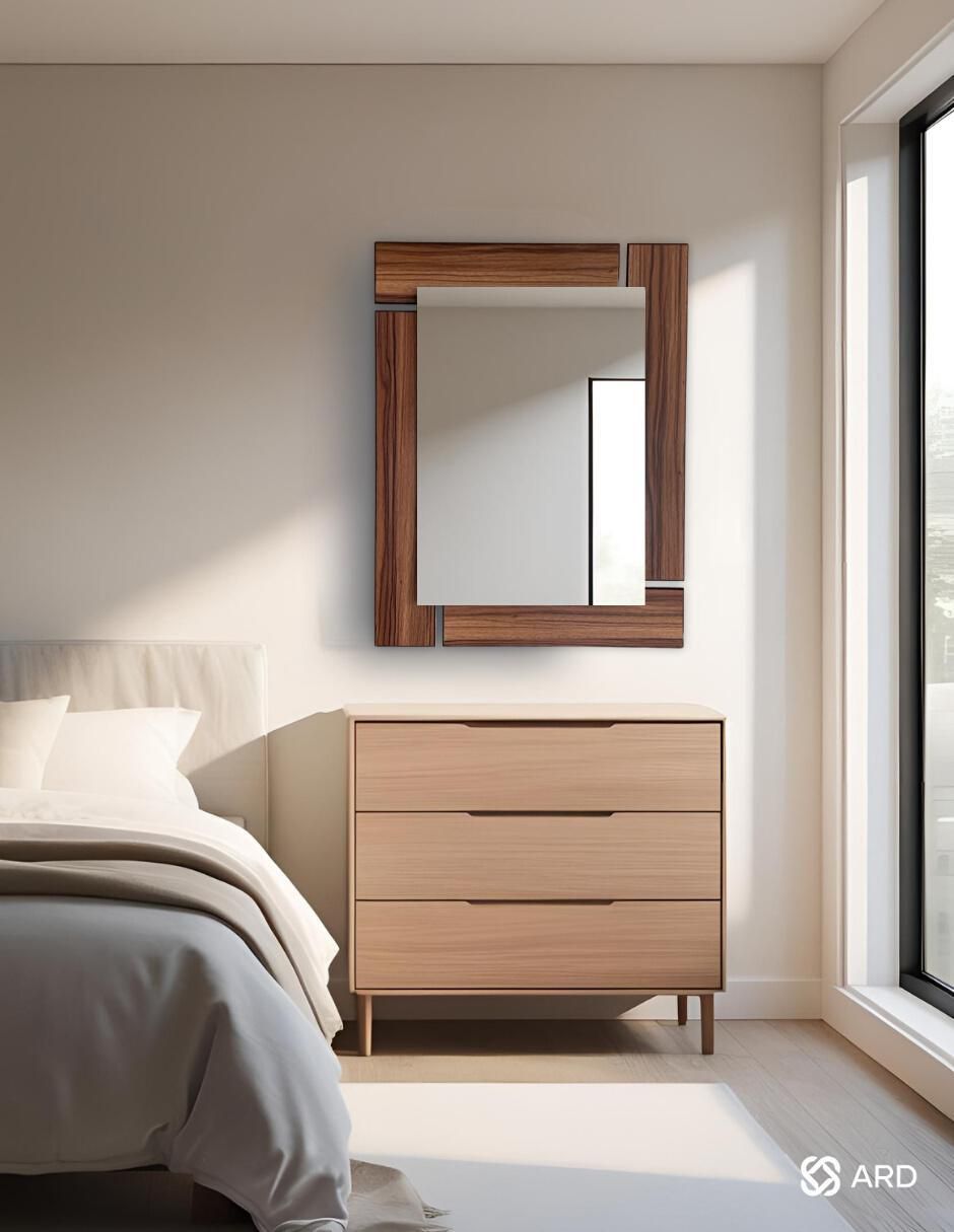 Espejo rectangular Decorativo de pared de madera Glanz Oak 10