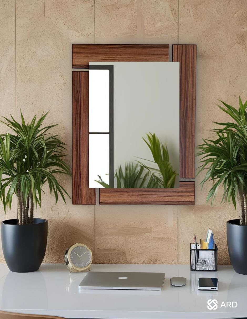 Espejo rectangular Decorativo de pared de madera Glanz Oak 12