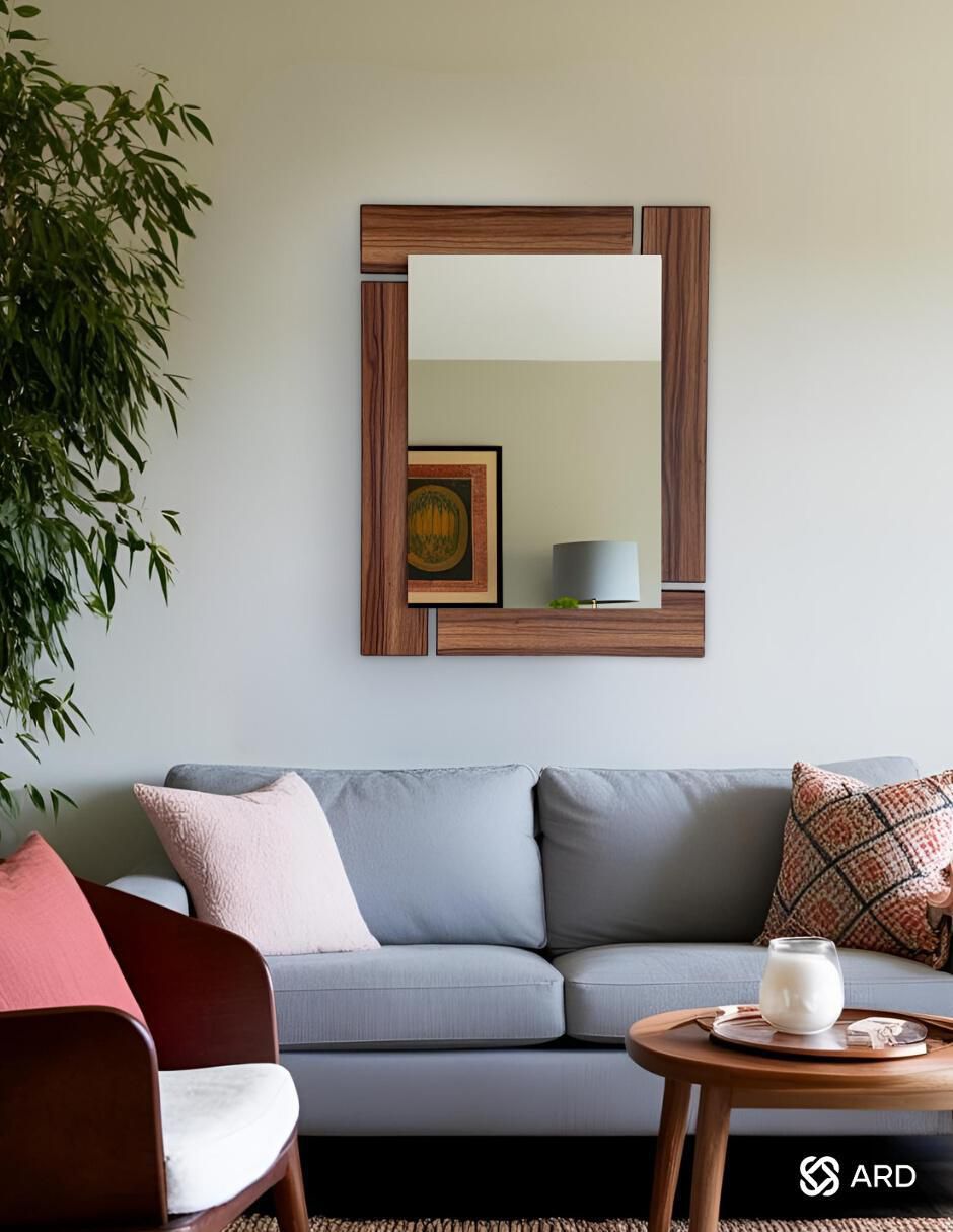 Espejo rectangular Decorativo de pared de madera Glanz Oak 14