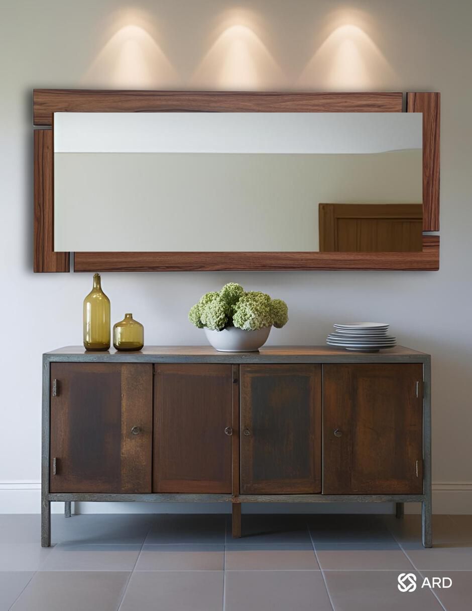 Espejo rectangular Decorativo de pared de madera Glanz Oak 8