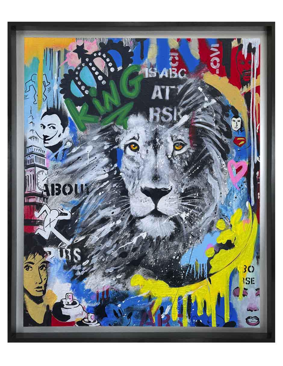 Pintura KING LION técnica mixta ANIMALART Pintura KING LION técnica mixta ANIMALART
