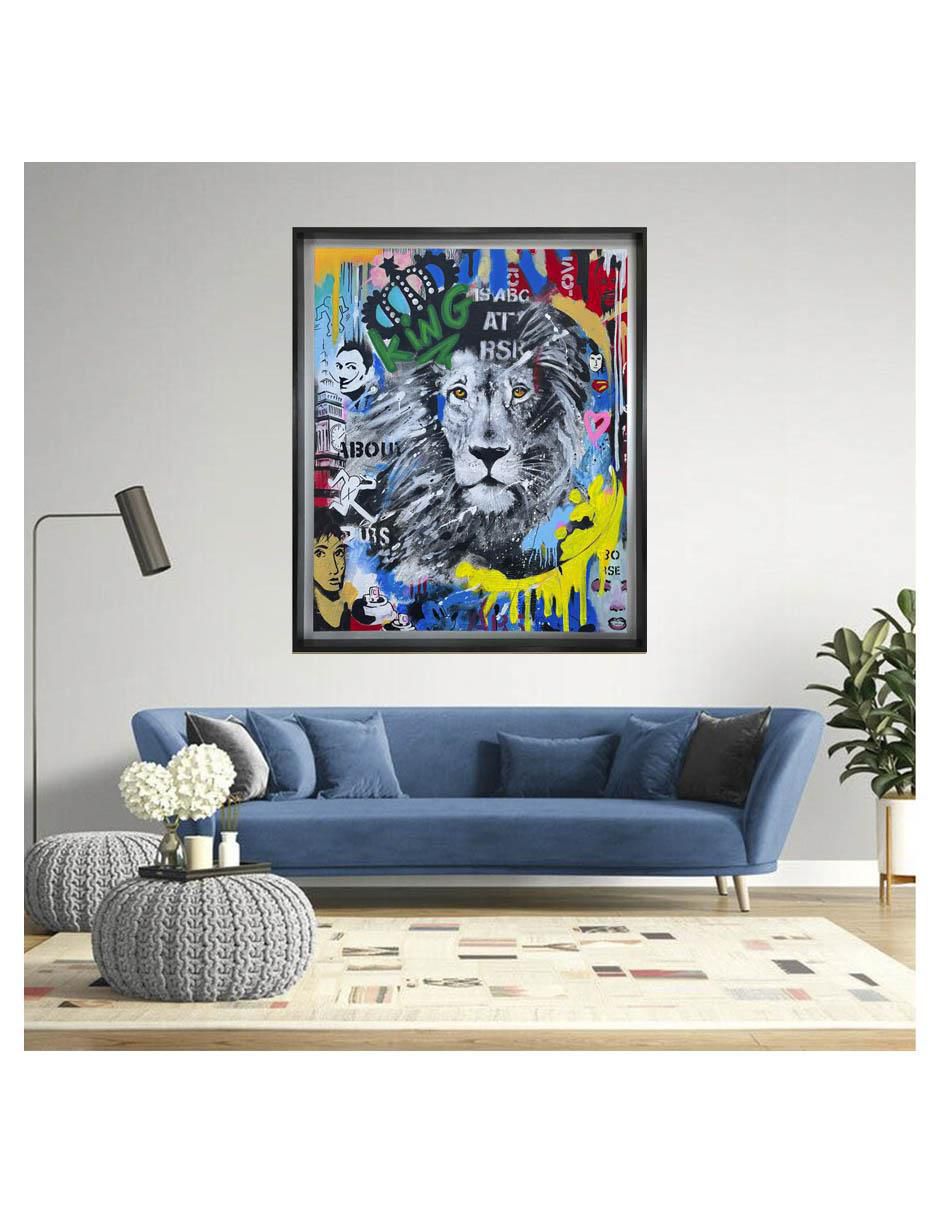 Pintura KING LION técnica mixta ANIMALART 2