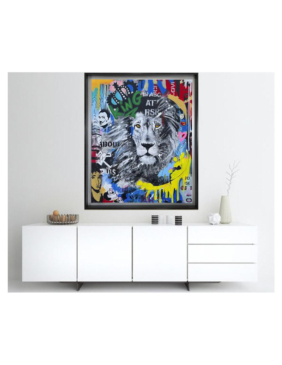 Pintura KING LION técnica mixta ANIMALART 5
