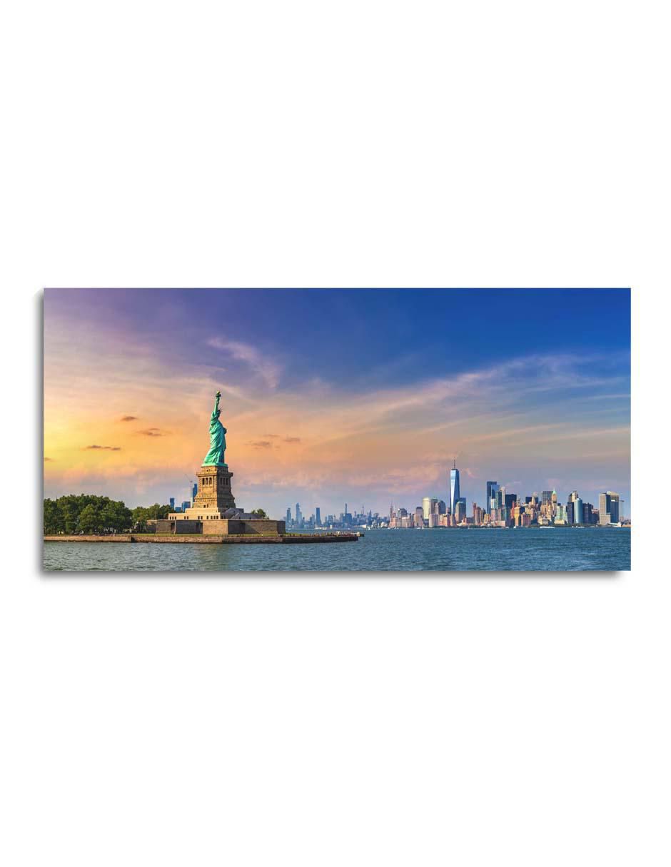 Cuadro decorativo Panorama estatua de la libertad con barniz a registro