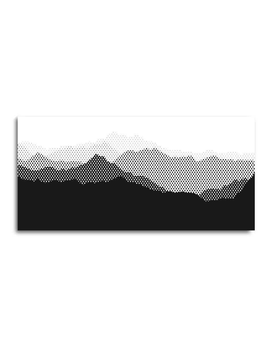 Cuadro decorativo Paisaje de puntos montañosos con barniz a registro