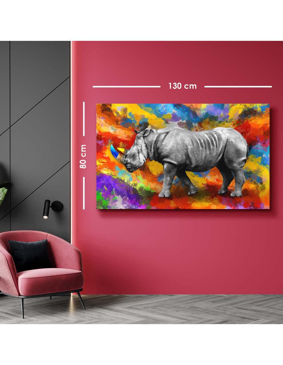 Cuadro decorativo Art pop rinoceronte con barniz a registro 5