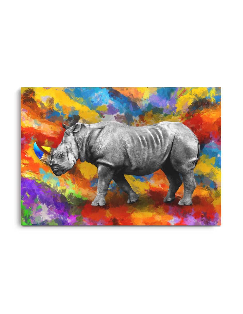 Cuadro decorativo Art pop rinoceronte con barniz a registro Cuadro decorativo Art pop rinoceronte con barniz a registro