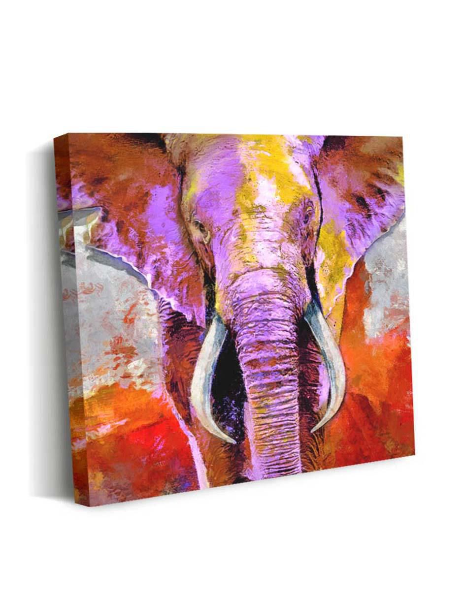 Cuadro decorativo Elefante colorido con barniz a registro 2