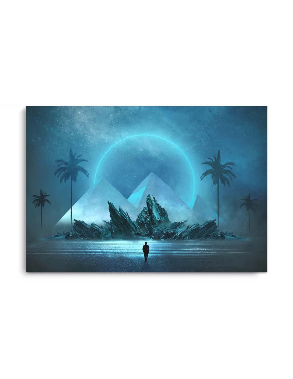 Cuadro decorativo Paisaje nocturno futurista con barniz a registro