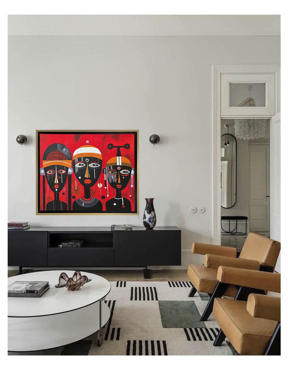 Pintura Guardianes del Espíritu Tribal técnica acrílico Tribal 4
