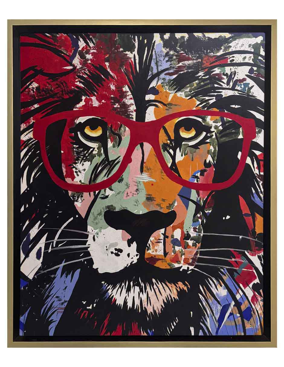 Pintura Intellectual Lion técnica acrílico AnimalArt