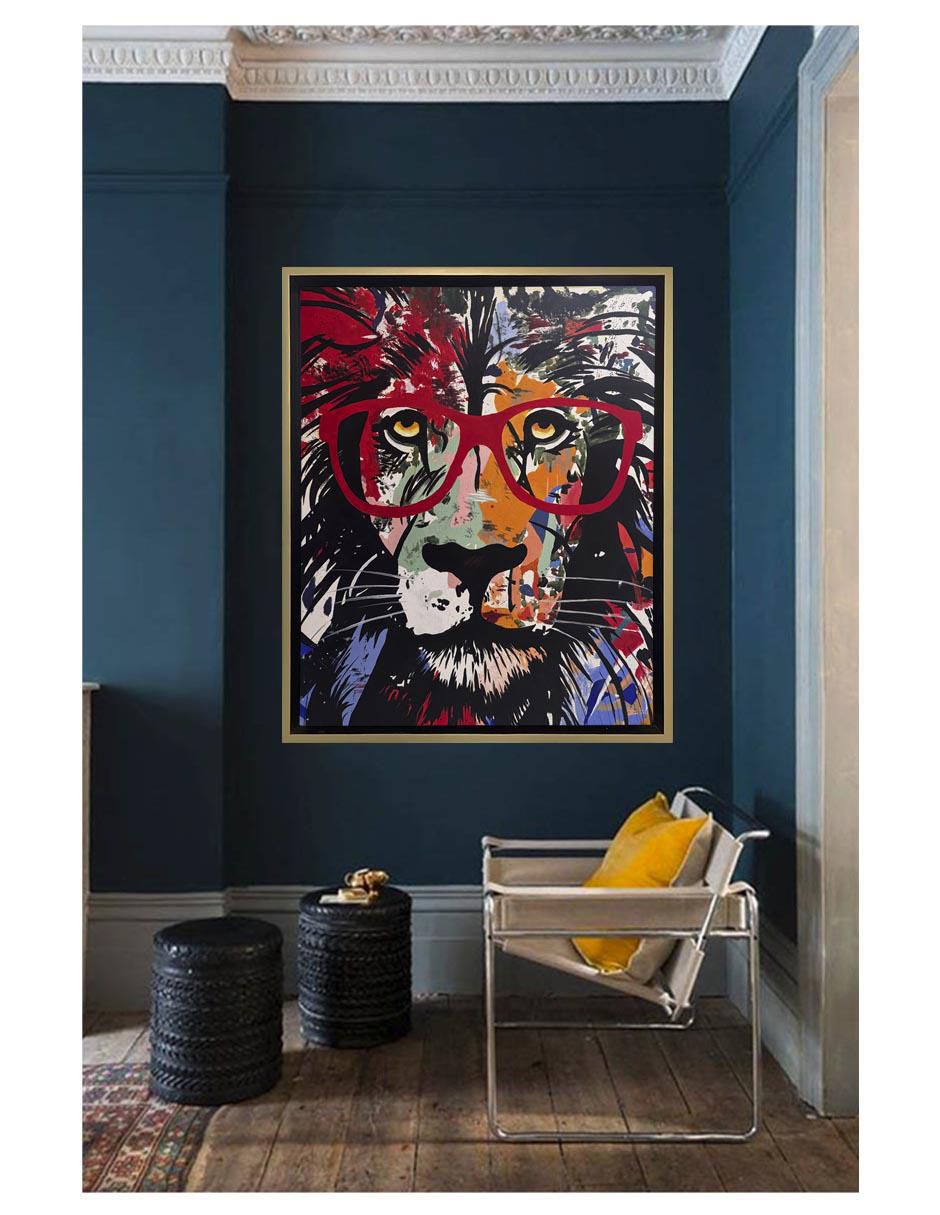 Pintura Intellectual Lion técnica acrílico AnimalArt 5