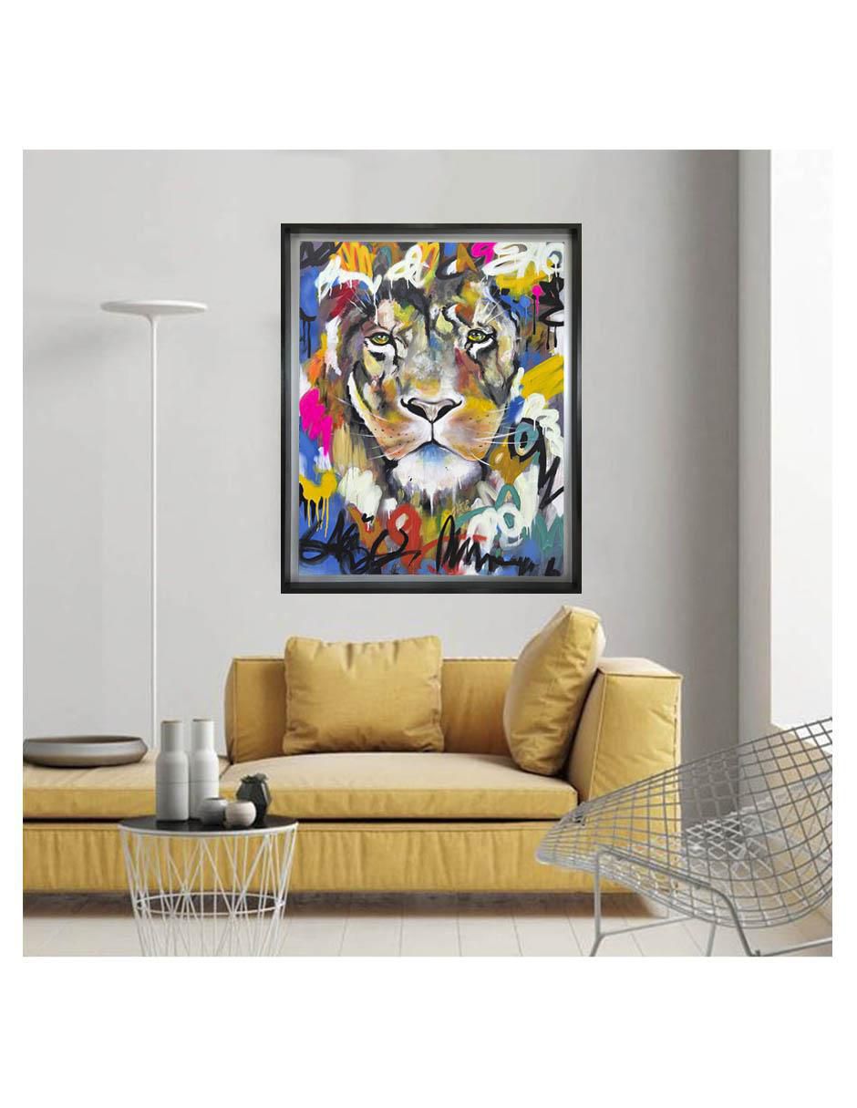 Pintura El León de los ojos tristes técnica acrílico AnimalArt 2