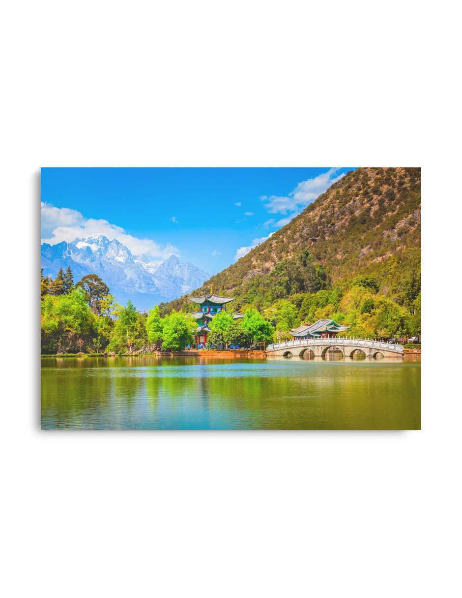 Cuadro decorativo Paisaje negro casco antiguo con barniz a registro