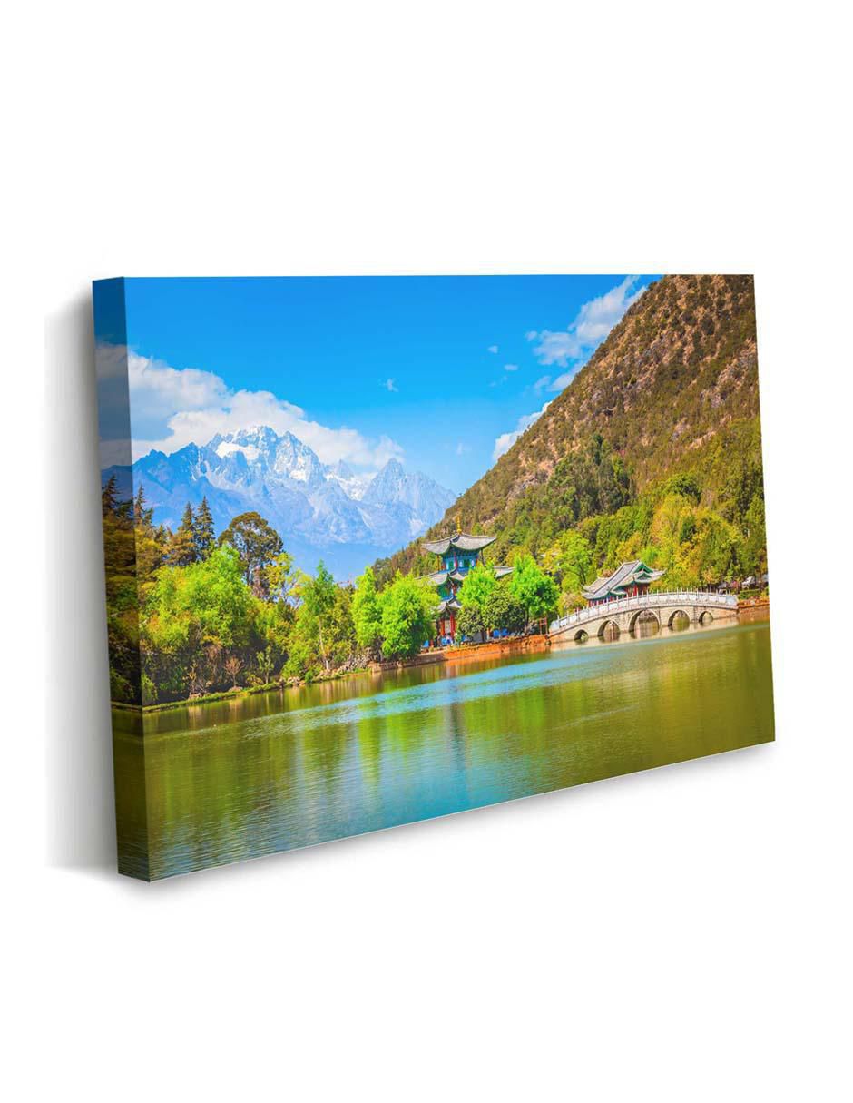 Cuadro decorativo Paisaje negro casco antiguo con barniz a registro 2