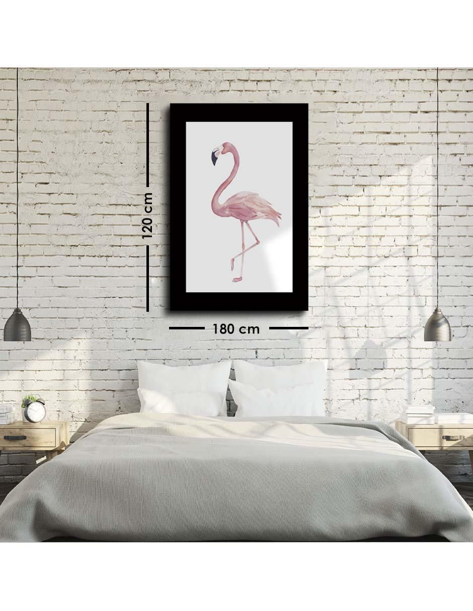 Cuadro decorativo Ave flamenco en acuarela con barniz a registro 5