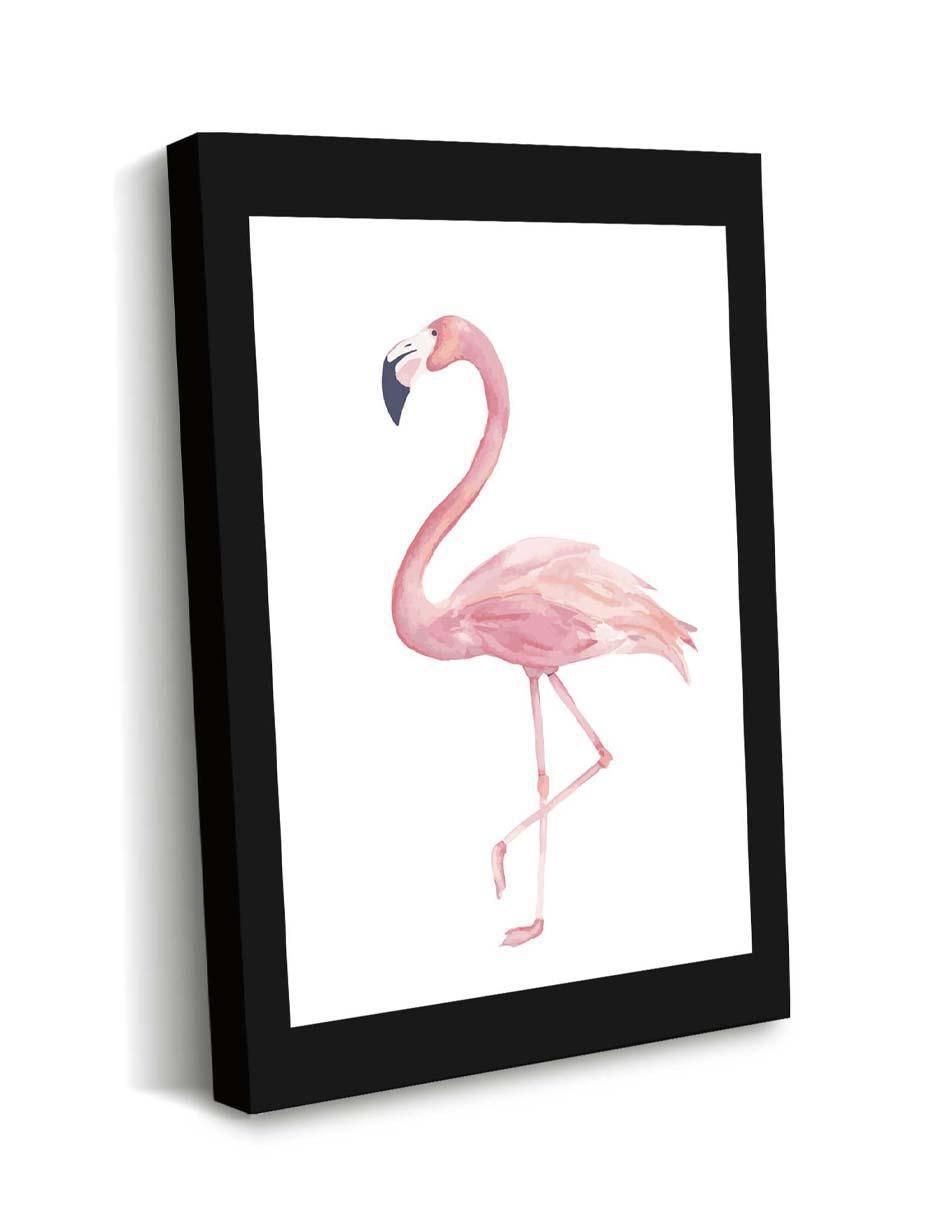 Cuadro decorativo Ave flamenco en acuarela con barniz a registro 2