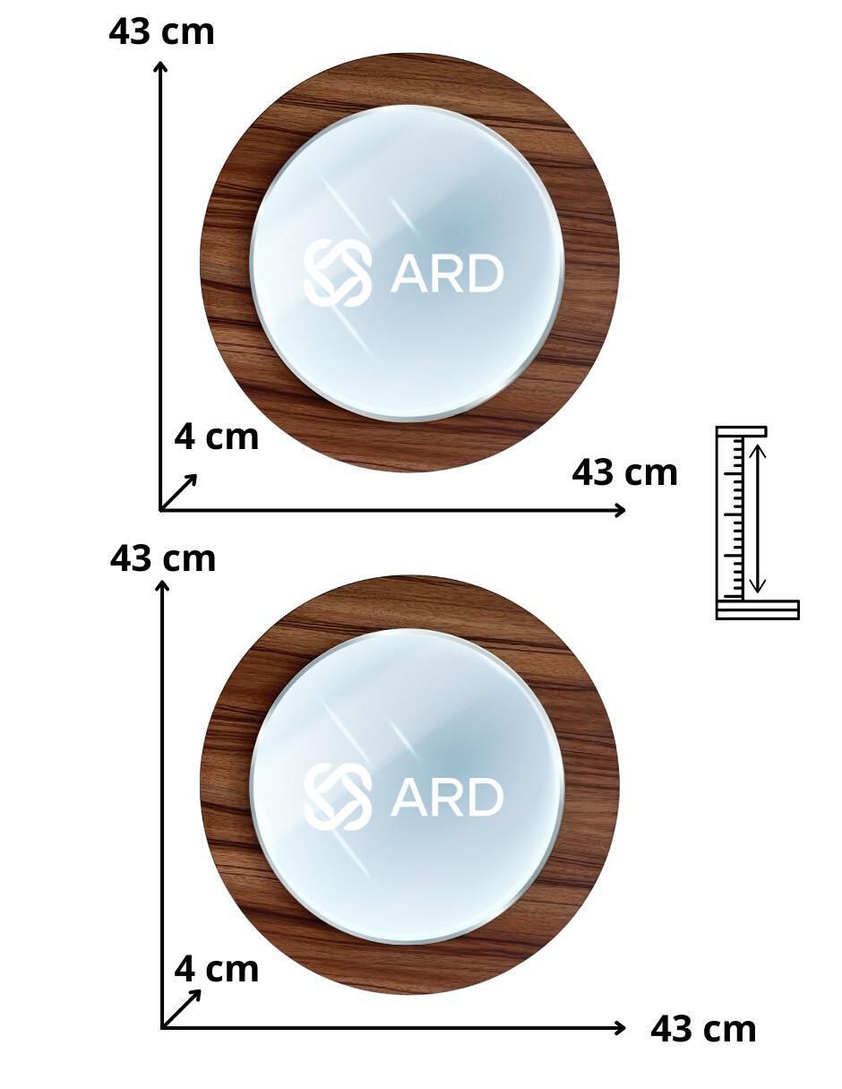 Espejo redondo Decorativo de pared de madera Glanz Oak 15