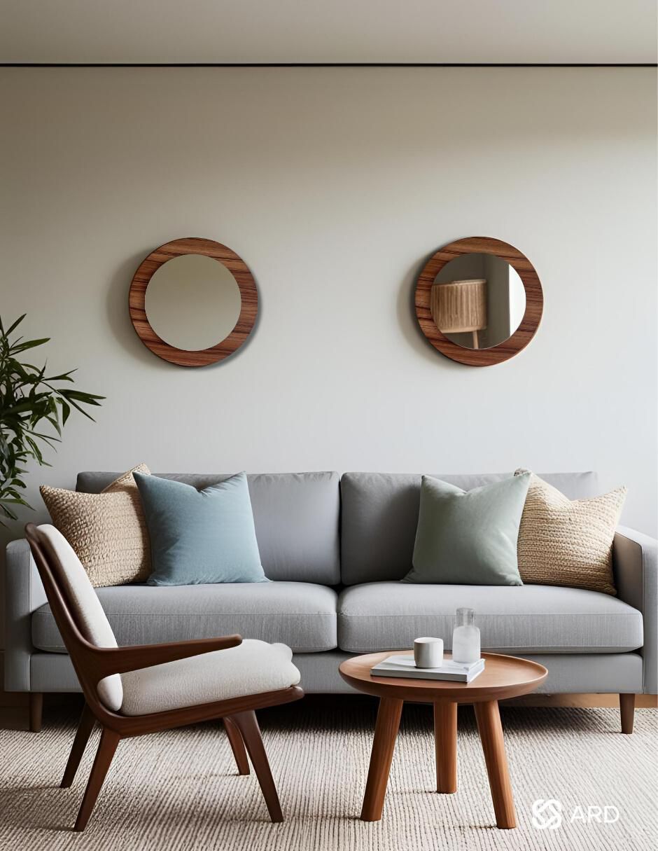 Espejo redondo Decorativo de pared de madera Glanz Oak 6