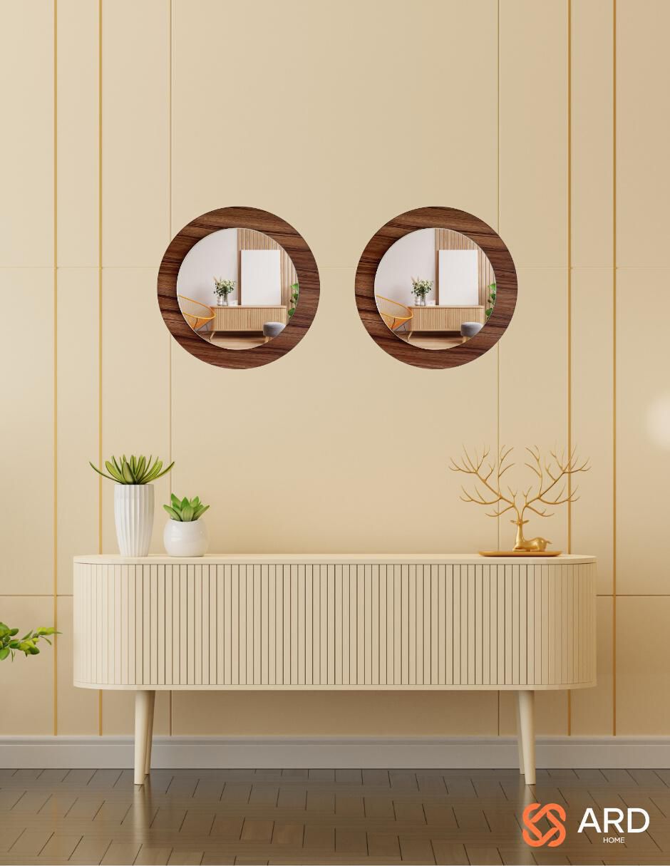Espejo redondo Decorativo de pared de madera Glanz Oak 12