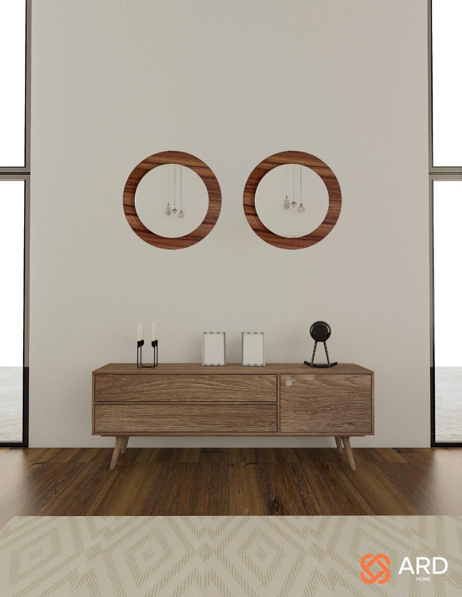 Espejo redondo Decorativo de pared de madera Glanz Oak 13