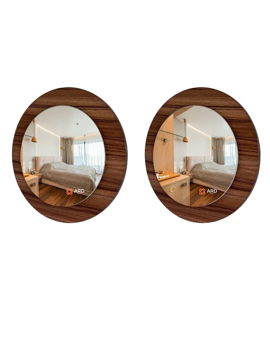 Espejo redondo Decorativo de pared de madera Glanz Oak 14