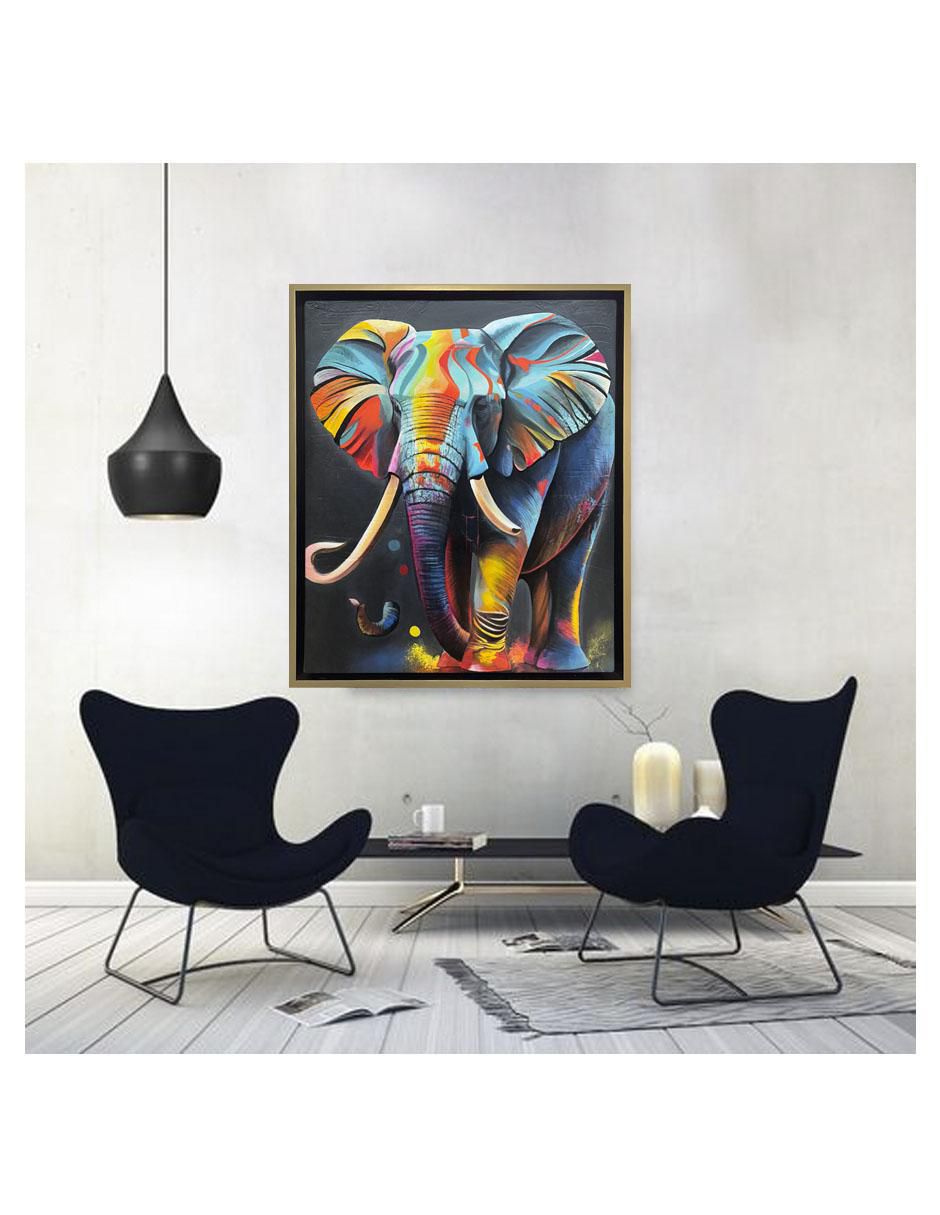Pintura El elefante de la trompa mágica técnica acrílico AnimalArt 2