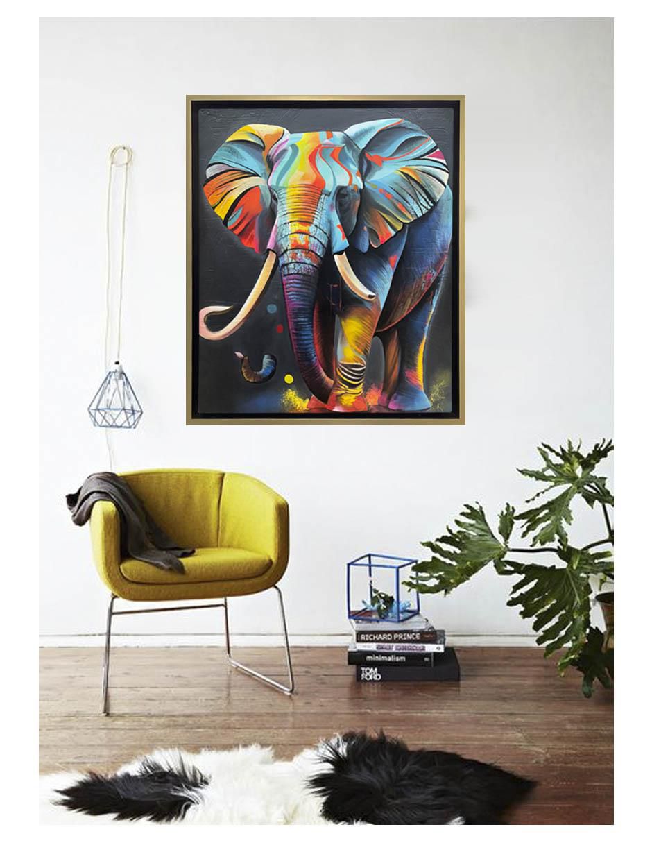 Pintura El elefante de la trompa mágica técnica acrílico AnimalArt 3