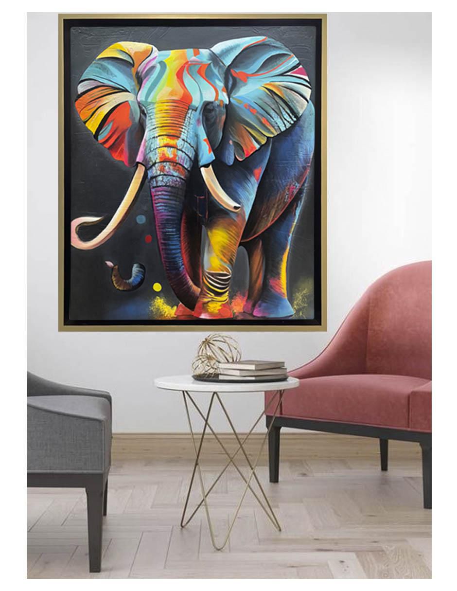 Pintura El elefante de la trompa mágica técnica acrílico AnimalArt 4